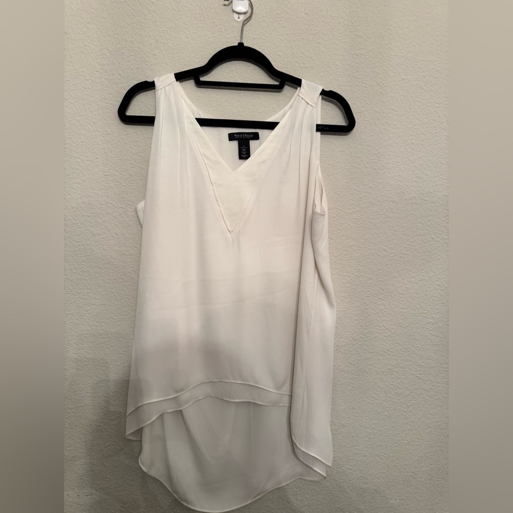 White House Black Market Cream Layered V-Neck Blouse